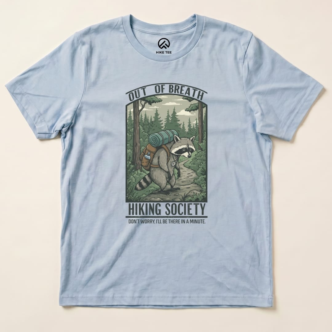 Out of Breath Hiking Shirt Hike Tee T-Shirt Baby Blue / S