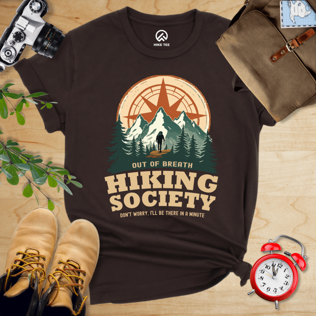 Hike Tee T-Shirt Brown / S Out of Breath Hiking Society Shirt