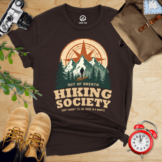 Hike Tee T-Shirt Brown / S Out of Breath Hiking Society Shirt