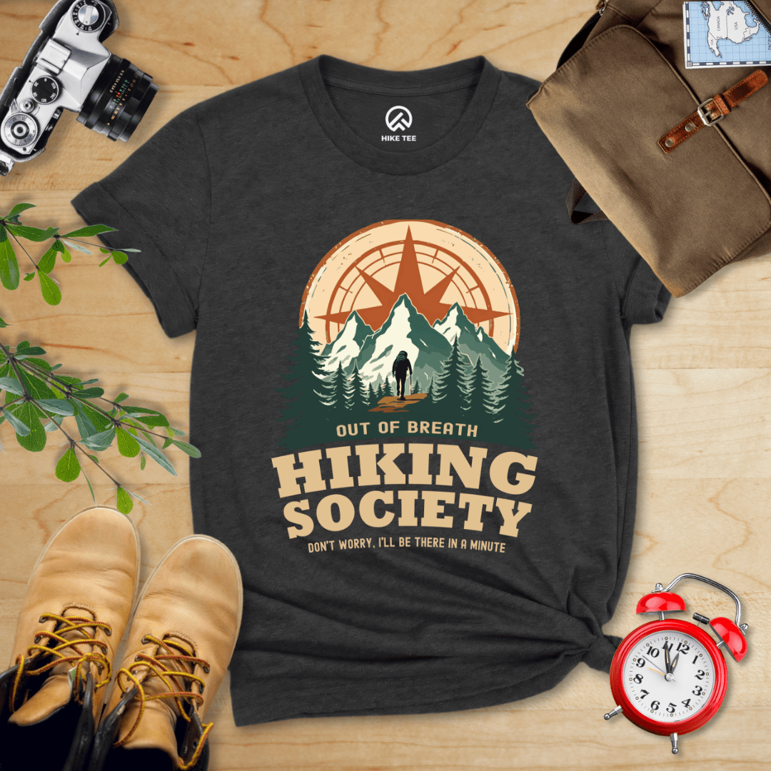 Hike Tee T-Shirt Dark Grey Heather / S Out of Breath Hiking Society Shirt