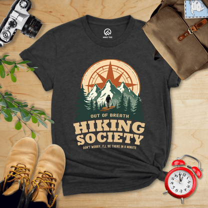 Hike Tee T-Shirt Dark Grey Heather / S Out of Breath Hiking Society Shirt