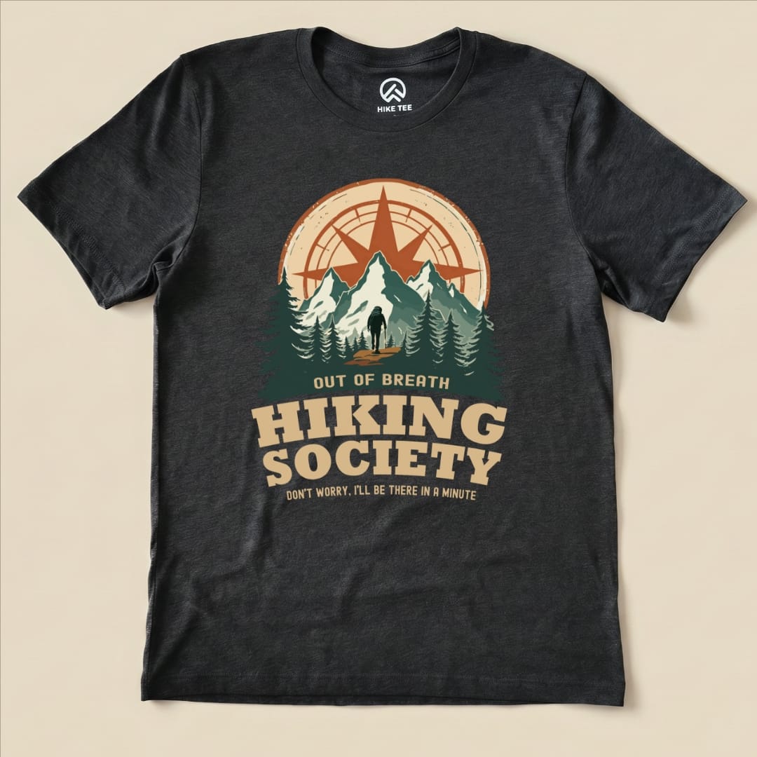 Hike Tee T-Shirt Dark Grey Heather / S Out of Breath Hiking Society Shirt
