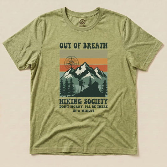 Hike Tee T-Shirt Heather Green / S Out of Breath Hiking Society Shirt