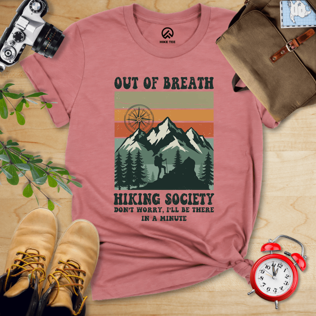 Hike Tee T-Shirt Heather Mauve / S Out of Breath Hiking Society Shirt