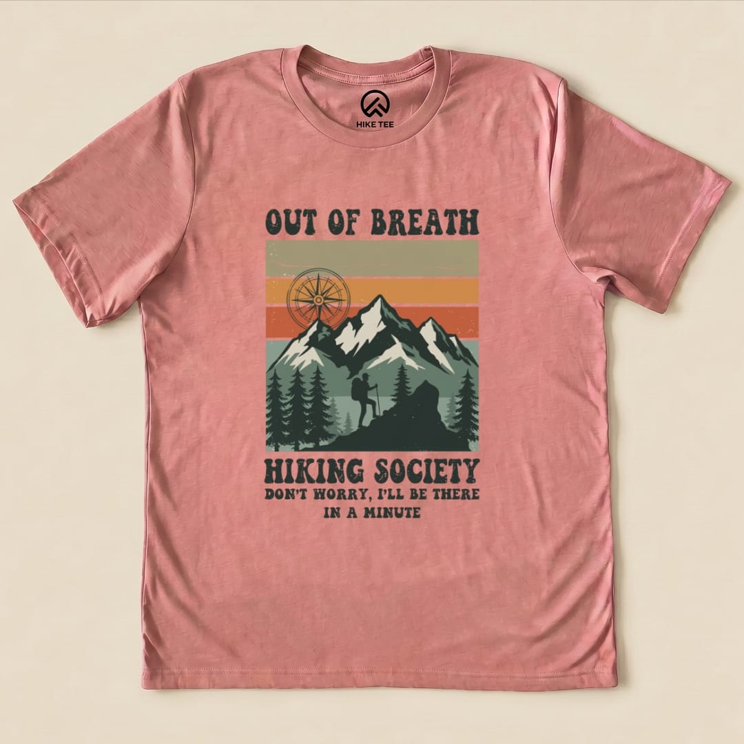 Hike Tee T-Shirt Heather Mauve / S Out of Breath Hiking Society Shirt