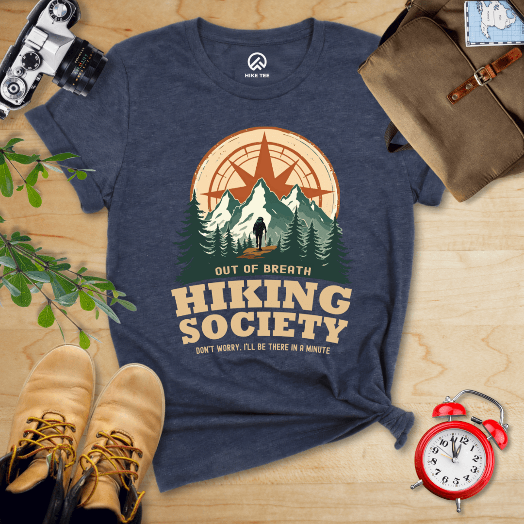 Hike Tee T-Shirt Heather Navy / S Out of Breath Hiking Society Shirt