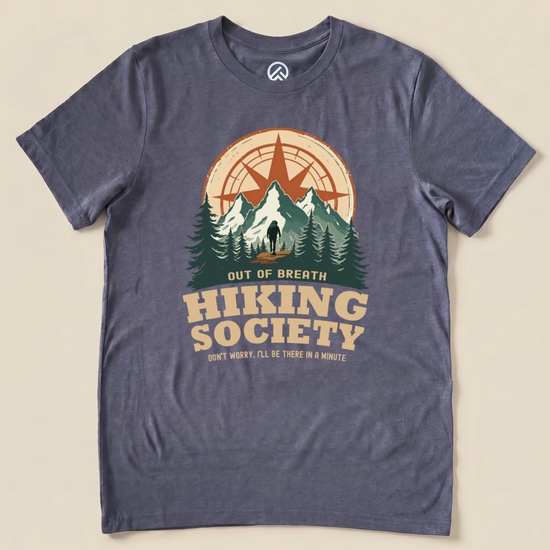 Hike Tee T-Shirt Heather Navy / S Out of Breath Hiking Society Shirt