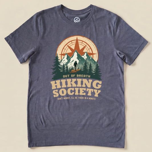 Hike Tee T-Shirt Heather Navy / S Out of Breath Hiking Society Shirt