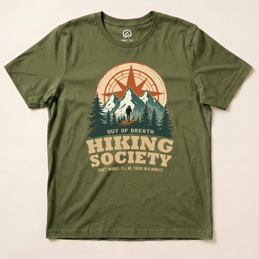 Hike Tee T-Shirt Military Green / S Out of Breath Hiking Society Shirt