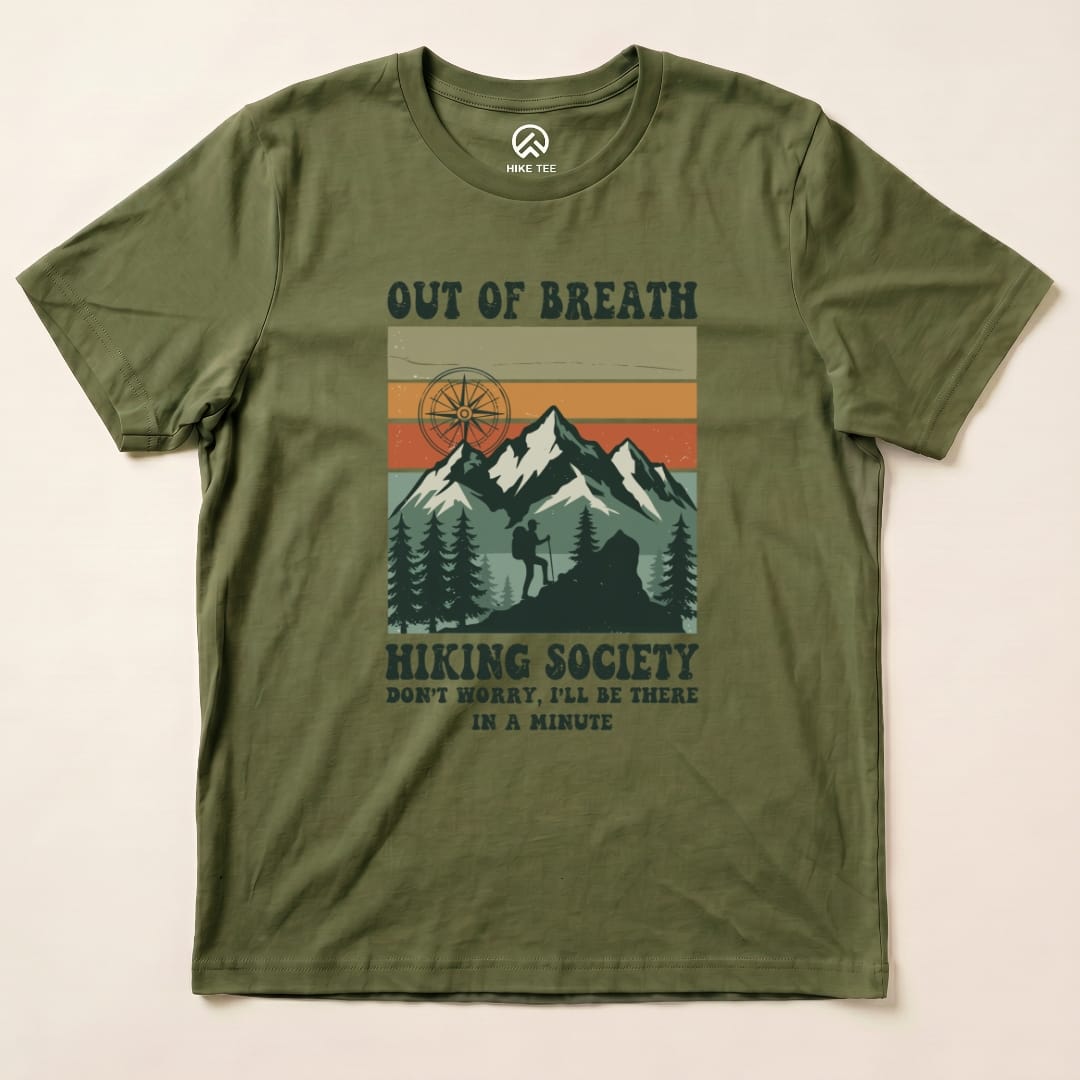 Hike Tee T-Shirt Military Green / S Out of Breath Hiking Society Shirt