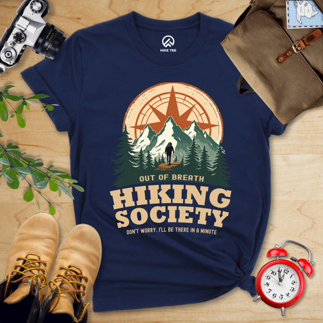 Hike Tee T-Shirt Navy / S Out of Breath Hiking Society Shirt