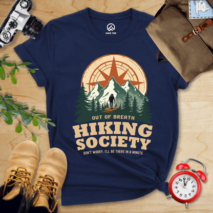 Hike Tee T-Shirt Navy / S Out of Breath Hiking Society Shirt