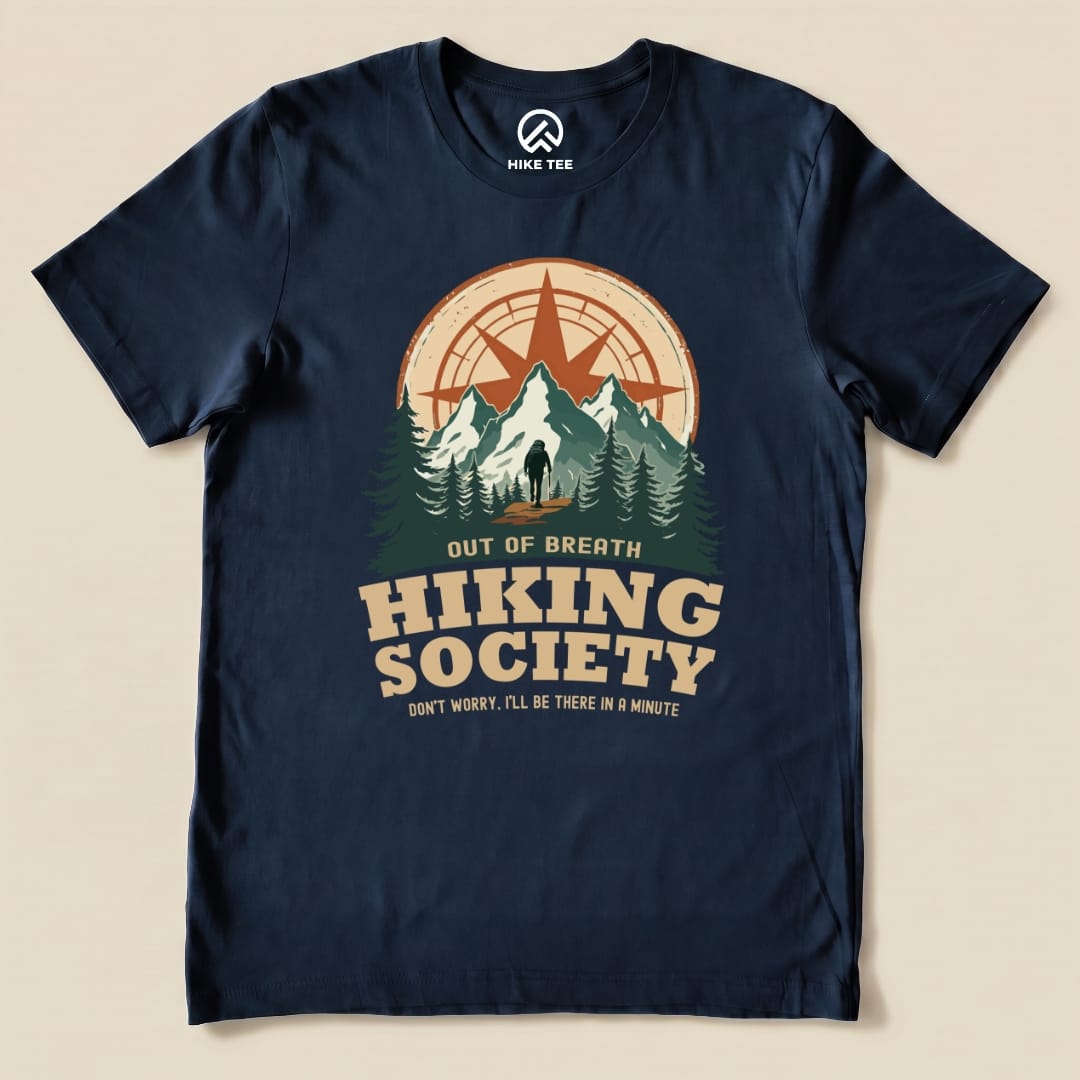 Hike Tee T-Shirt Navy / S Out of Breath Hiking Society Shirt