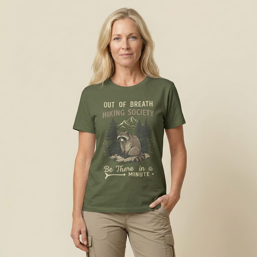 Hike Tee T-Shirt Out of Breath Raccoon Funny Shirt