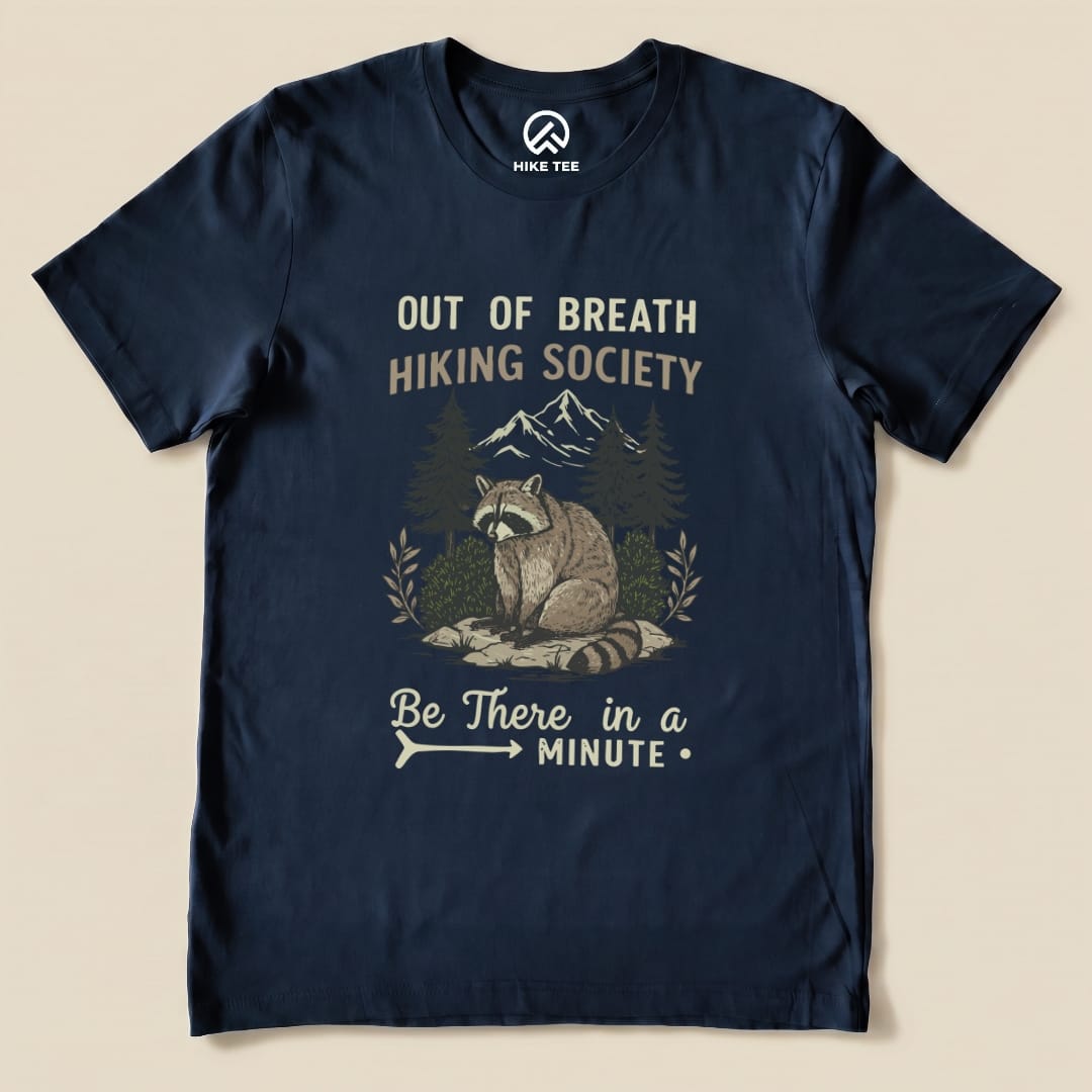 Hike Tee T-Shirt Navy / S Out of Breath Raccoon Funny Shirt