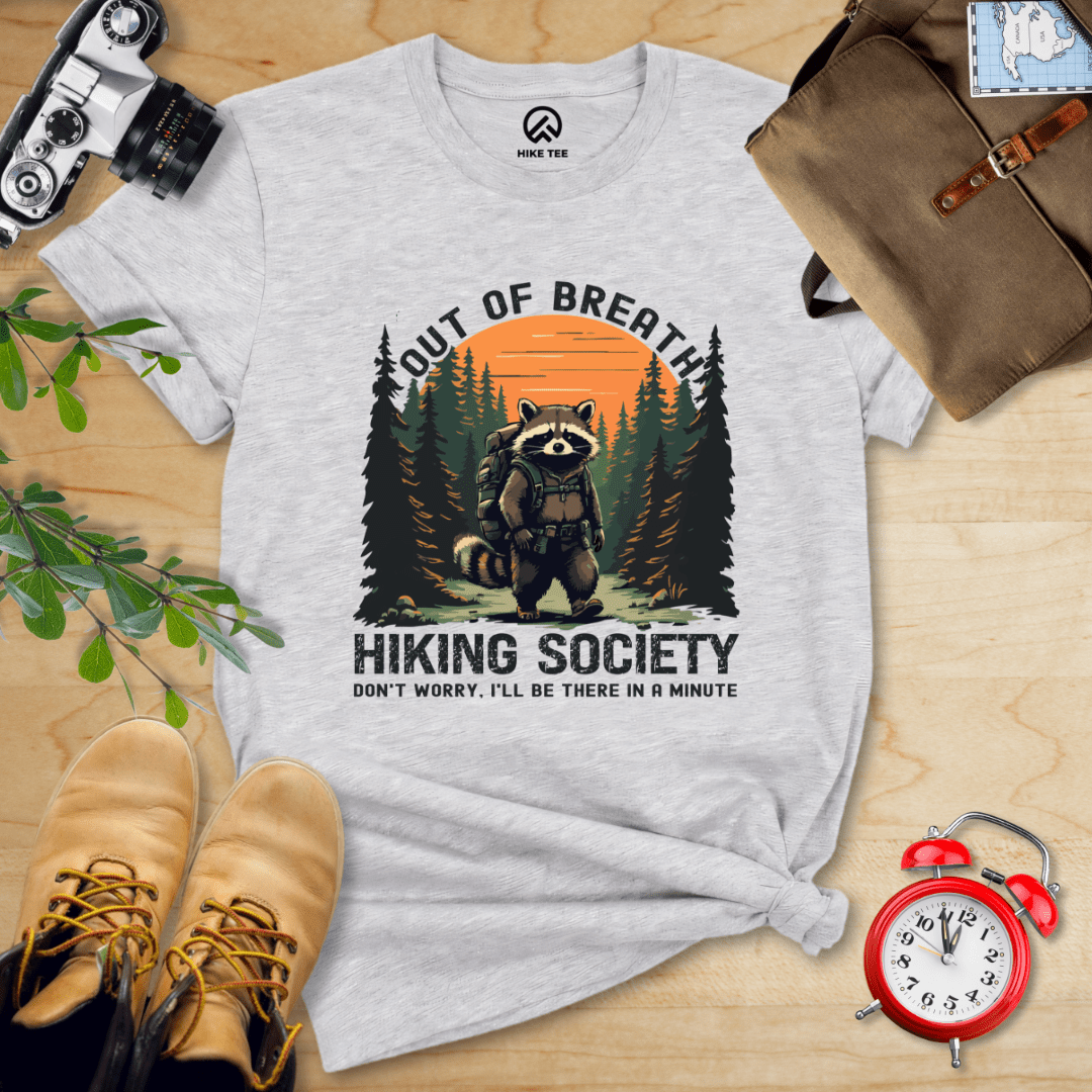 Hike Tee T-Shirt Athletic Heather / S Out of Breath Raccoon Shirt