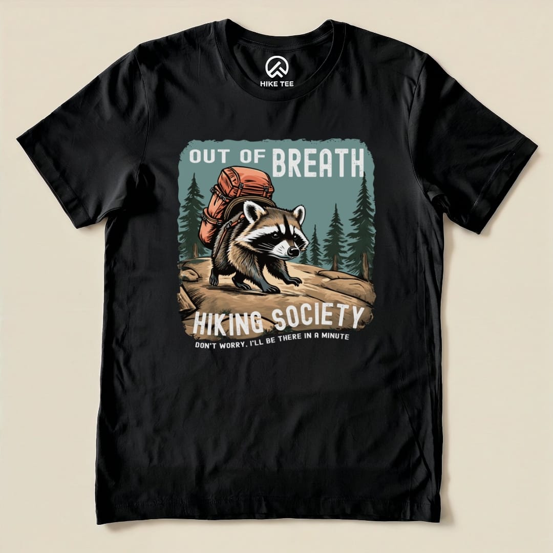 Out of Breath Raccoon Shirt Hike Tee T-Shirt Black / S