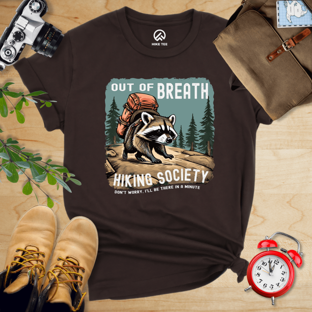 Hike Tee T-Shirt Brown / S Out of Breath Raccoon Shirt