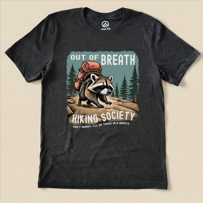 Out of Breath Raccoon Shirt Hike Tee T-Shirt Dark Grey Heather / S