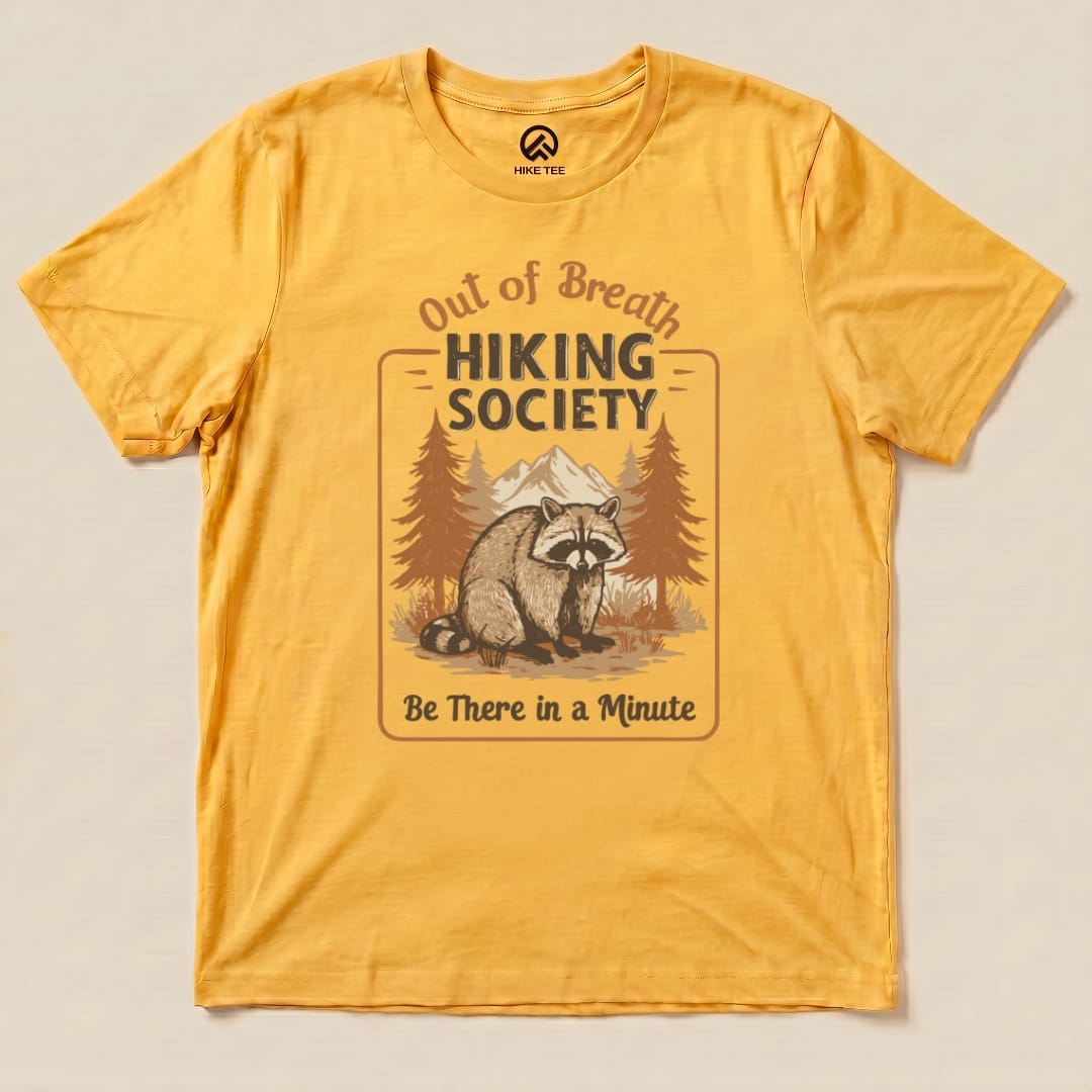 Hike Tee T-Shirt Gold / S Out of Breath Raccoon Shirt