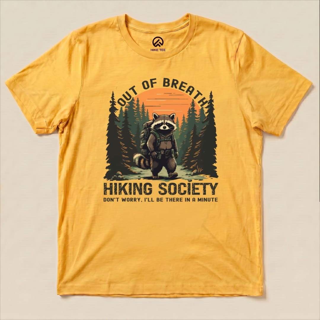 Out of Breath Raccoon Shirt Hike Tee T-Shirt Gold / S
