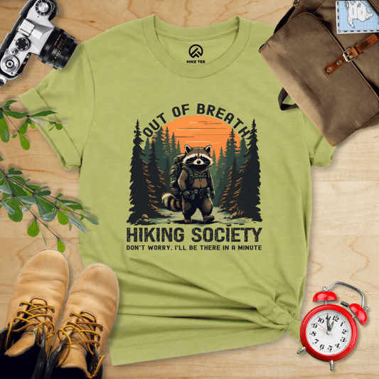 Hike Tee T-Shirt Heather Green / S Out of Breath Raccoon Shirt