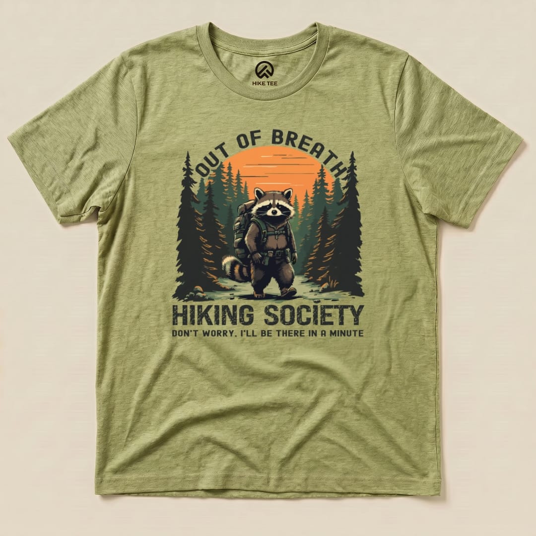 Out of Breath Raccoon Shirt Hike Tee T-Shirt Heather Green / S