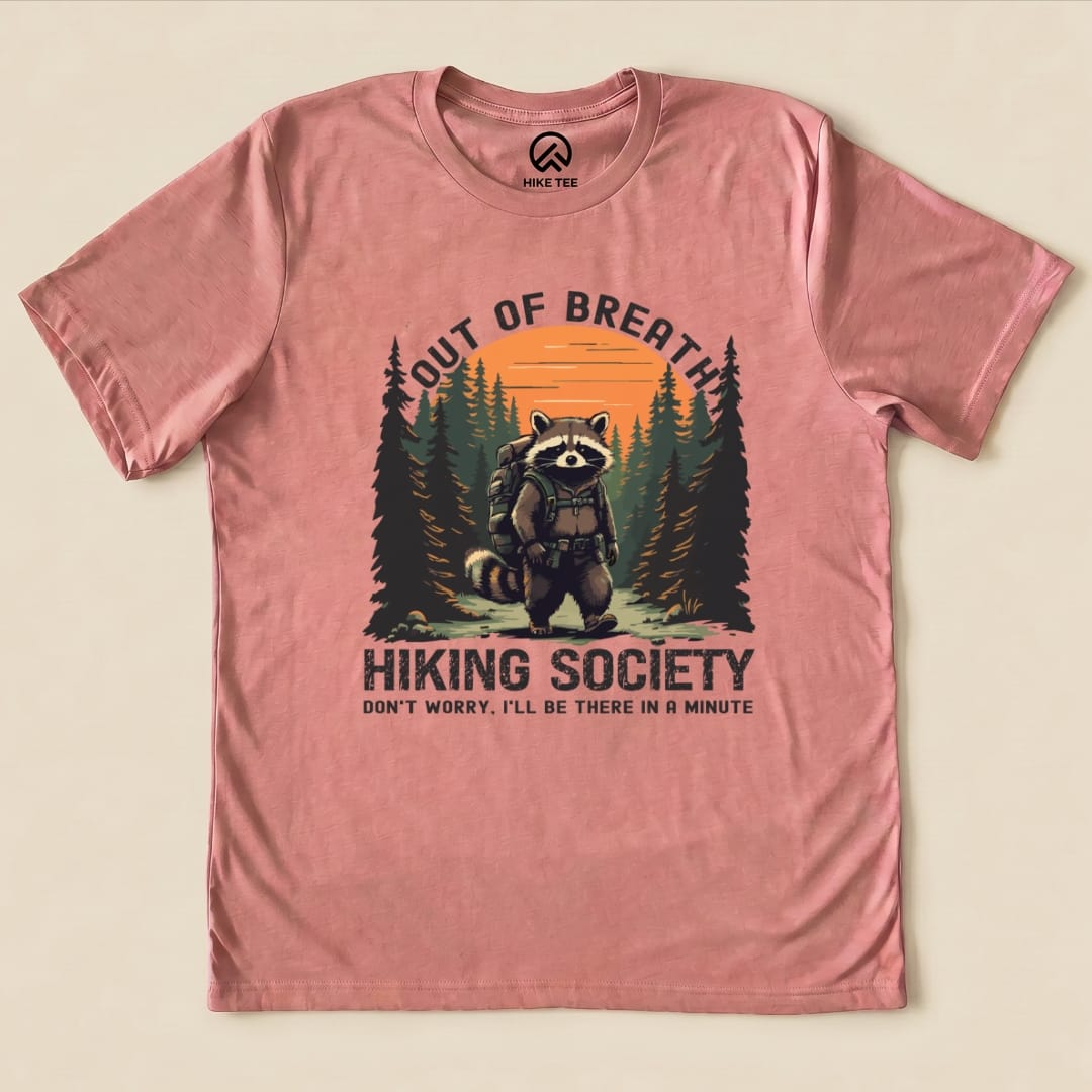 Out of Breath Raccoon Shirt Hike Tee T-Shirt Heather Mauve / S