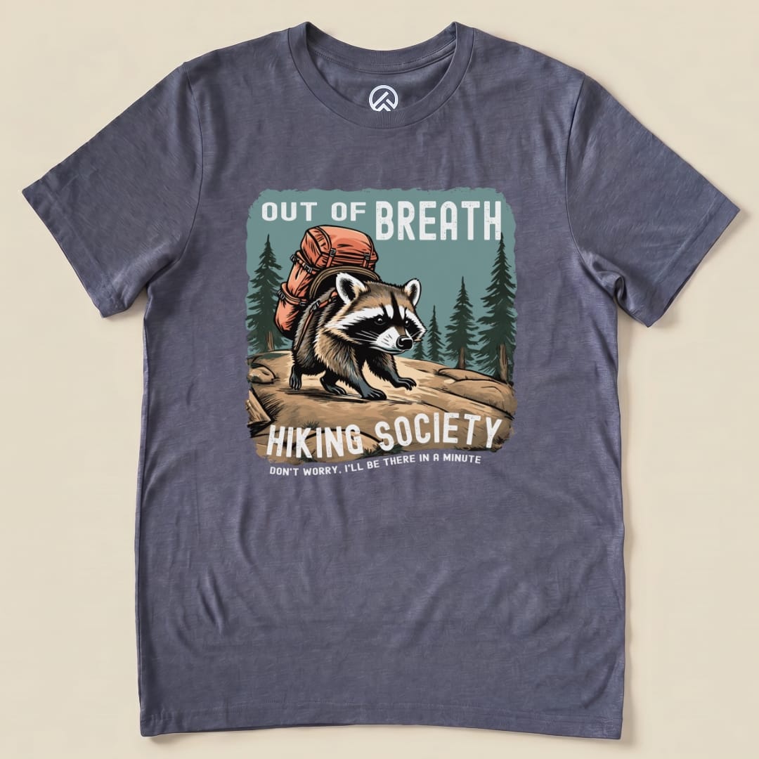 Out of Breath Raccoon Shirt Hike Tee T-Shirt Heather Navy / S