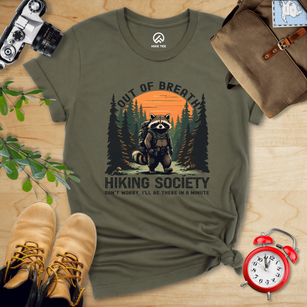 Hike Tee T-Shirt Military Green / S Out of Breath Raccoon Shirt
