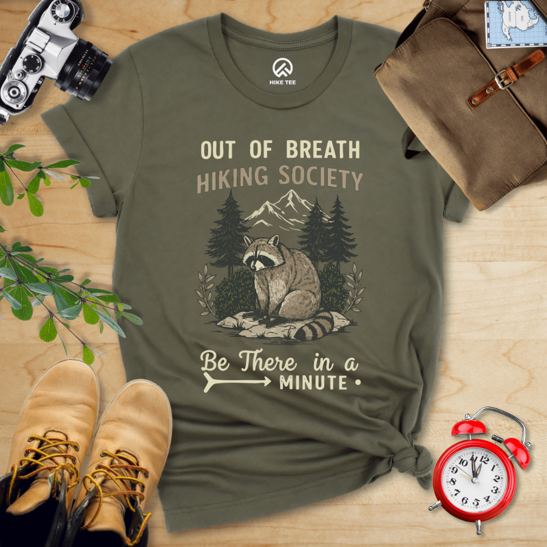 Hike Tee T-Shirt Military Green / S Out of Breath Raccoon Shirt