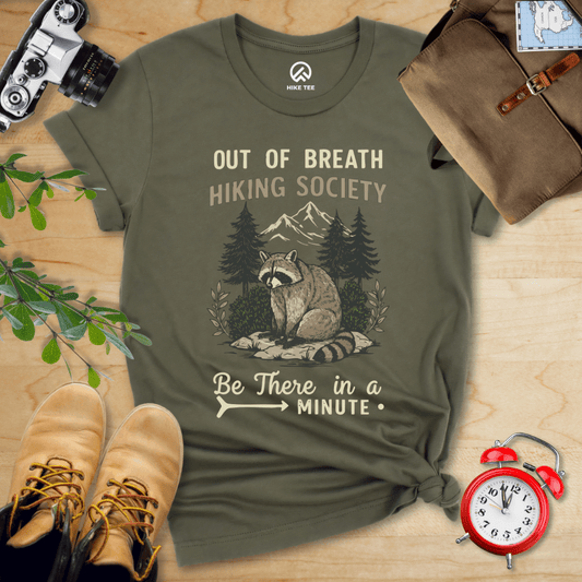 Hike Tee T-Shirt Military Green / S Out of Breath Raccoon Shirt