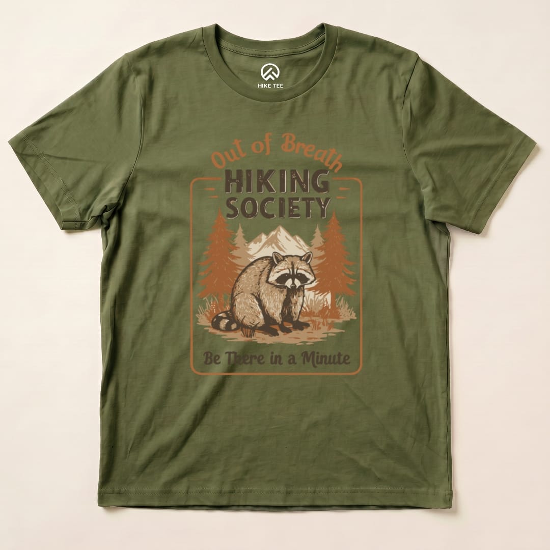 Hike Tee T-Shirt Military Green / S Out of Breath Raccoon Shirt