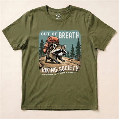 Out of Breath Raccoon Shirt Hike Tee T-Shirt Military Green / S