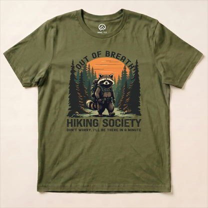 Out of Breath Raccoon Shirt Hike Tee T-Shirt Military Green / S