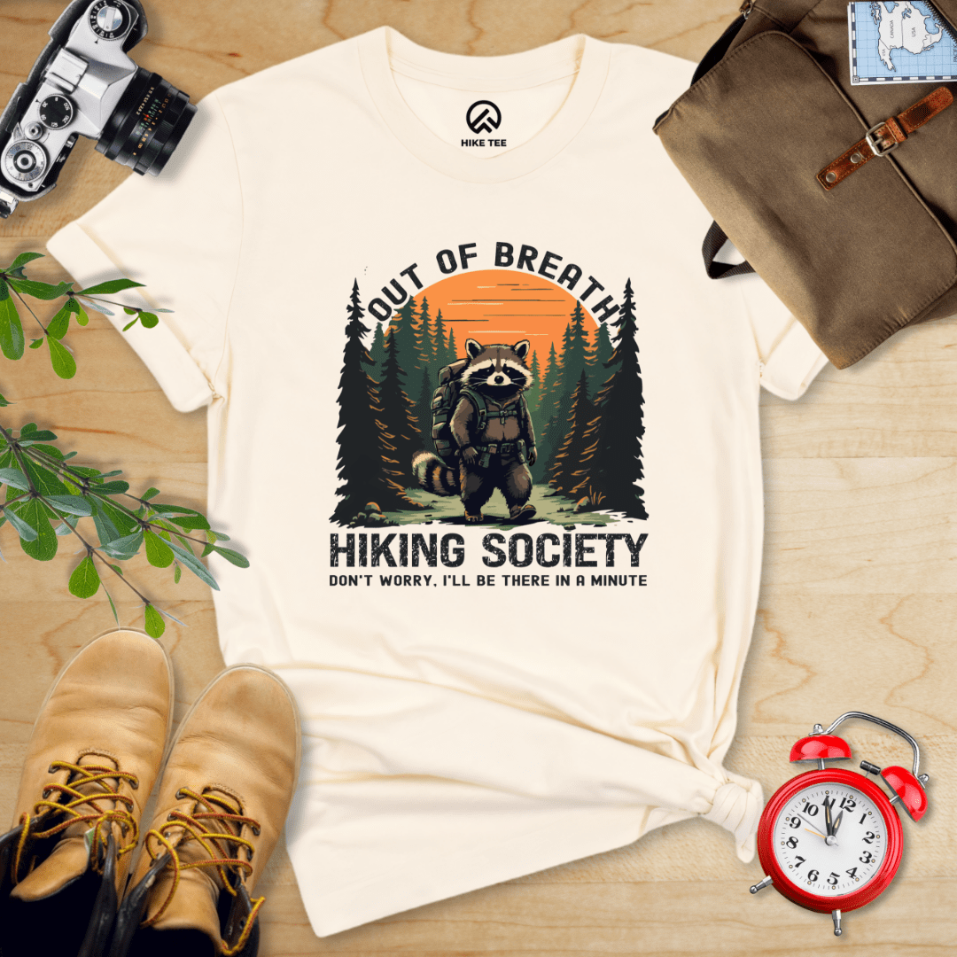 Hike Tee T-Shirt Natural / S Out of Breath Raccoon Shirt