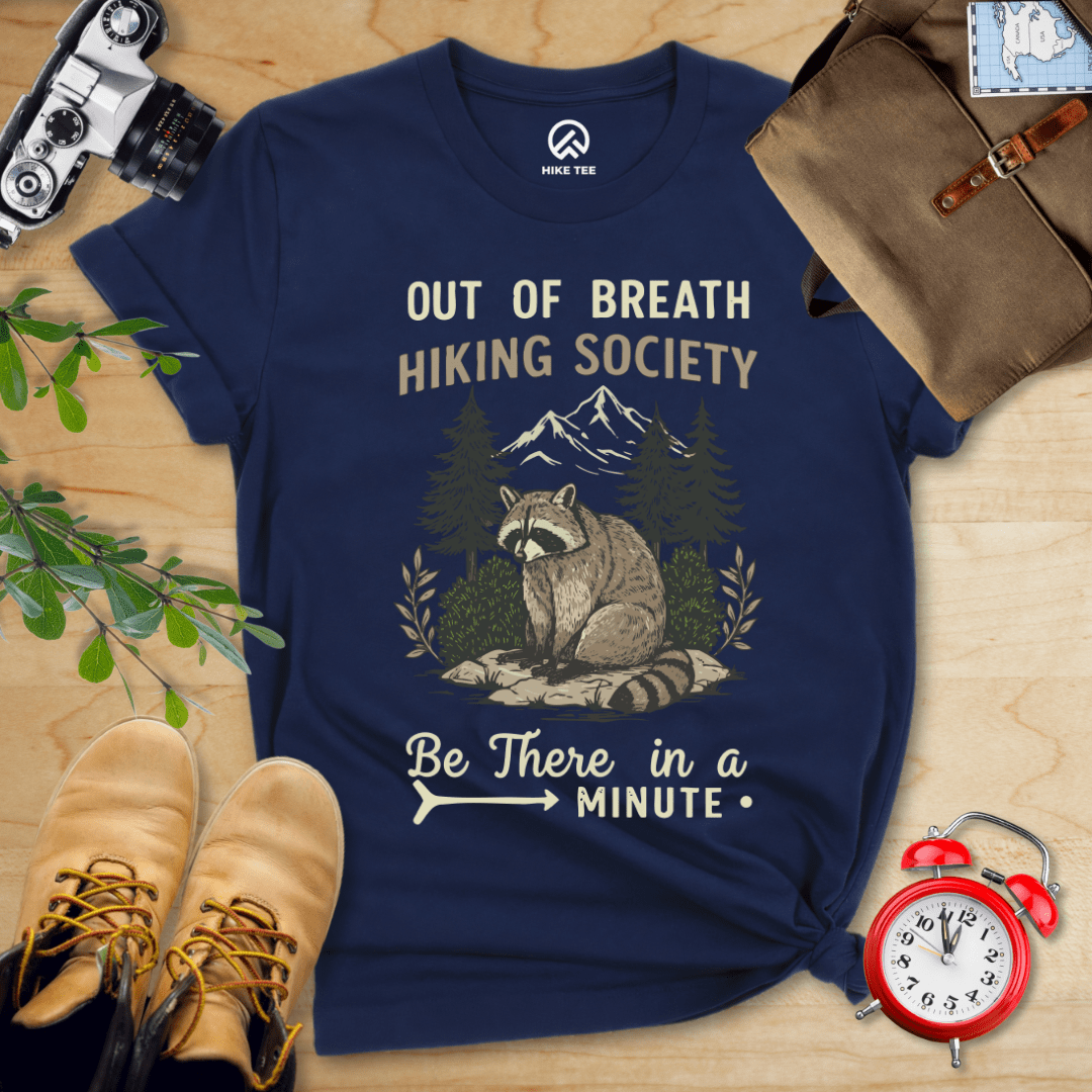 Hike Tee T-Shirt Navy / S Out of Breath Raccoon Shirt