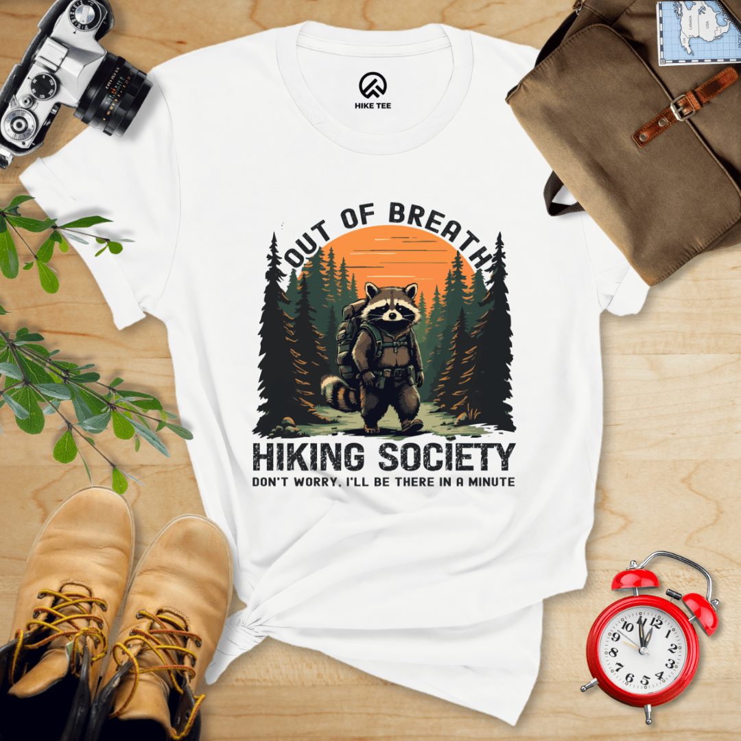 Hike Tee T-Shirt White / S Out of Breath Raccoon Shirt