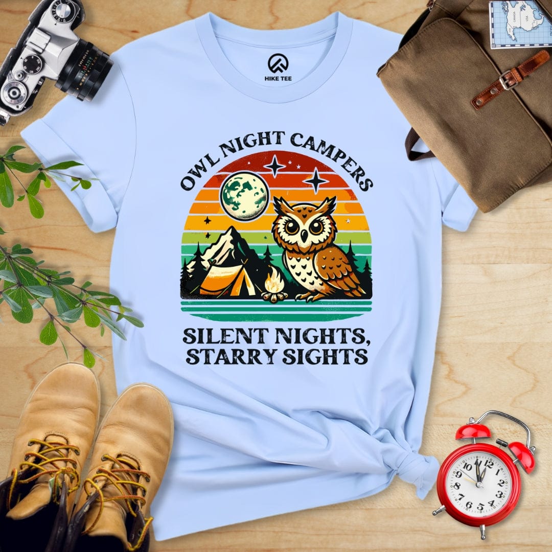 Hike Tee T-Shirt Baby Blue / S Owl Night Campers Shirt