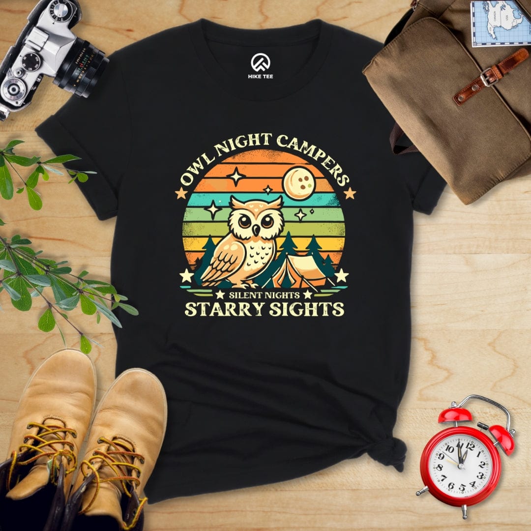 Hike Tee T-Shirt Black / S Owl Night Campers Shirt
