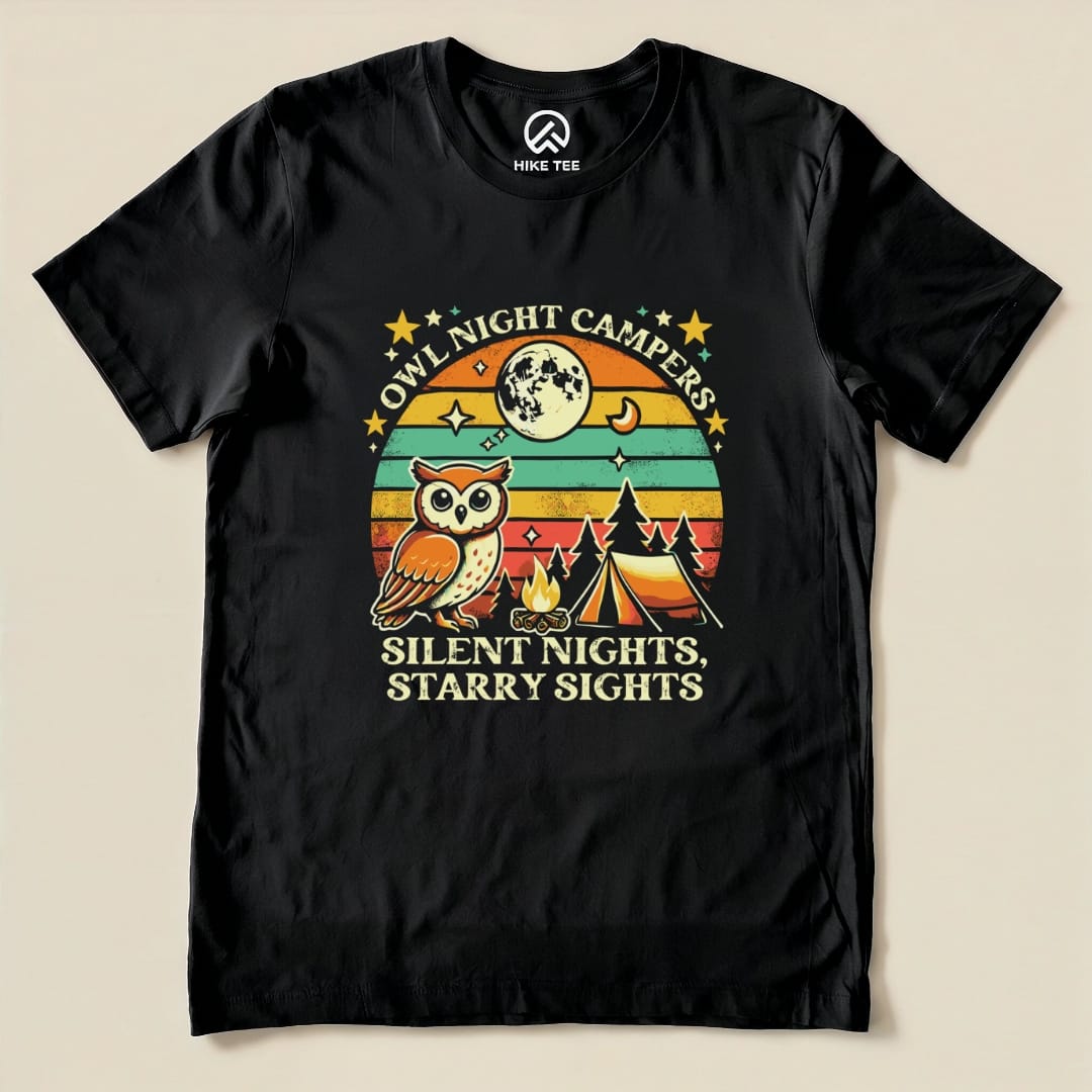 Owl Night Campers Shirt - Hike Tee T-Shirt Black / S
