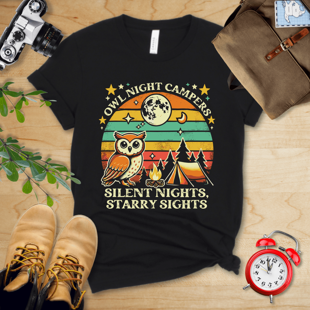 Hike Tee T-Shirt Black / S Owl Night Campers Shirt