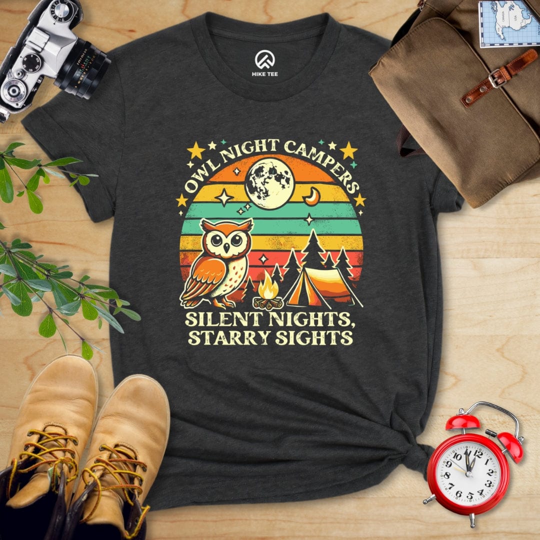 Hike Tee T-Shirt Dark Grey Heather / S Owl Night Campers Shirt