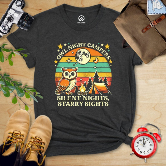 Hike Tee T-Shirt Dark Grey Heather / S Owl Night Campers Shirt
