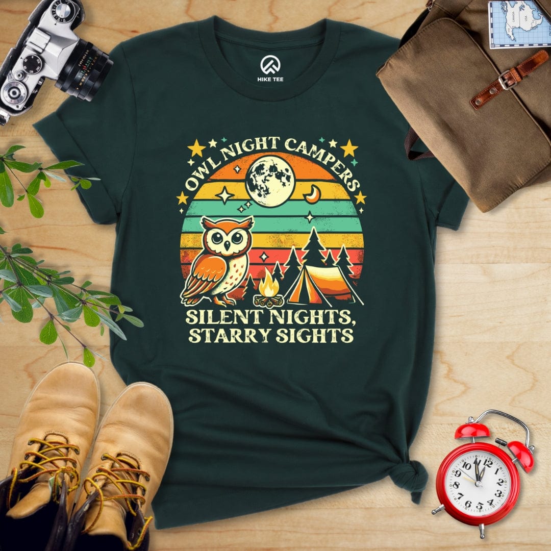 Hike Tee T-Shirt Forest / S Owl Night Campers Shirt