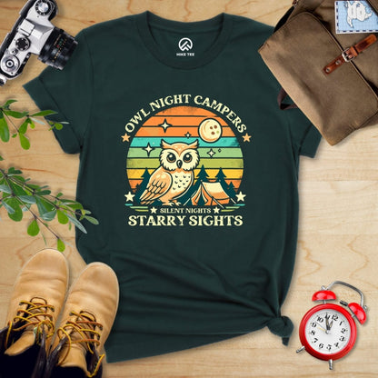 Hike Tee T-Shirt Forest / S Owl Night Campers Shirt