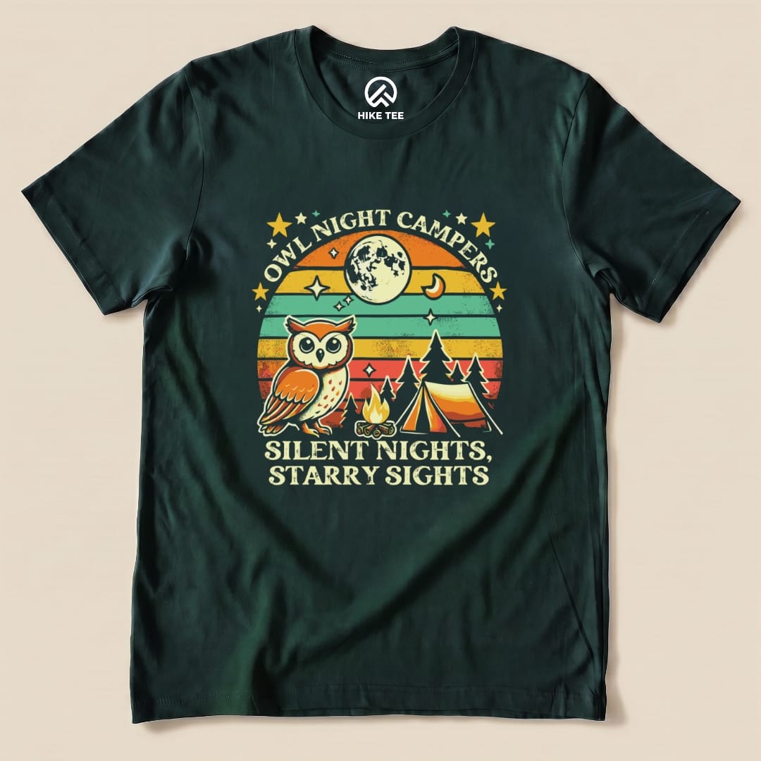 Owl Night Campers Shirt - Hike Tee T-Shirt Forest / S