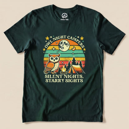 Owl Night Campers Shirt - Hike Tee T-Shirt Forest / S