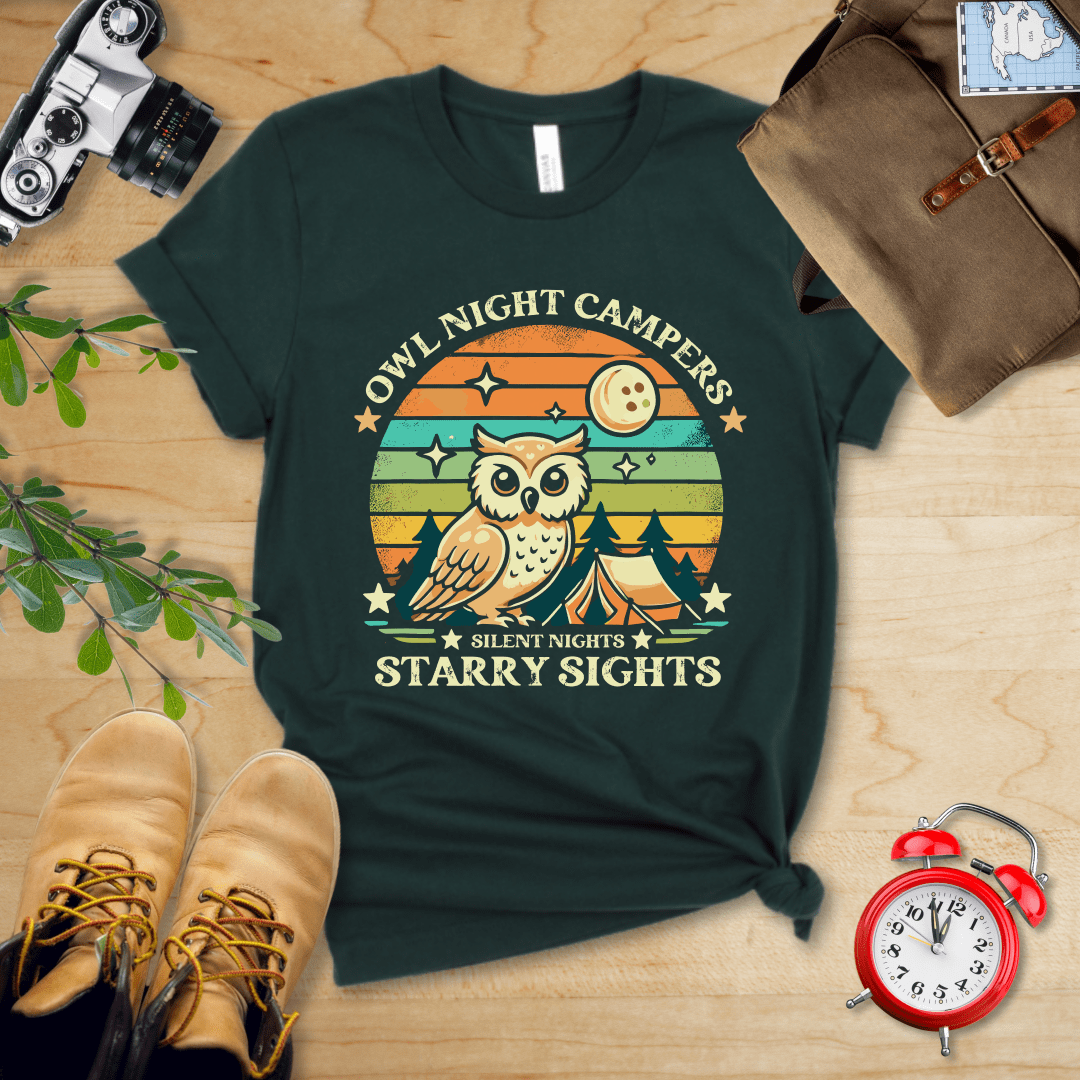 Hike Tee T-Shirt Forest / S Owl Night Campers Shirt