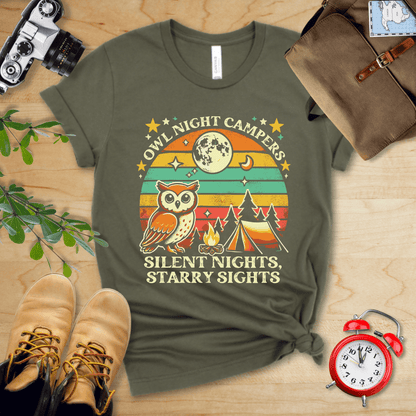 Hike Tee T-Shirt Forest / S Owl Night Campers Shirt